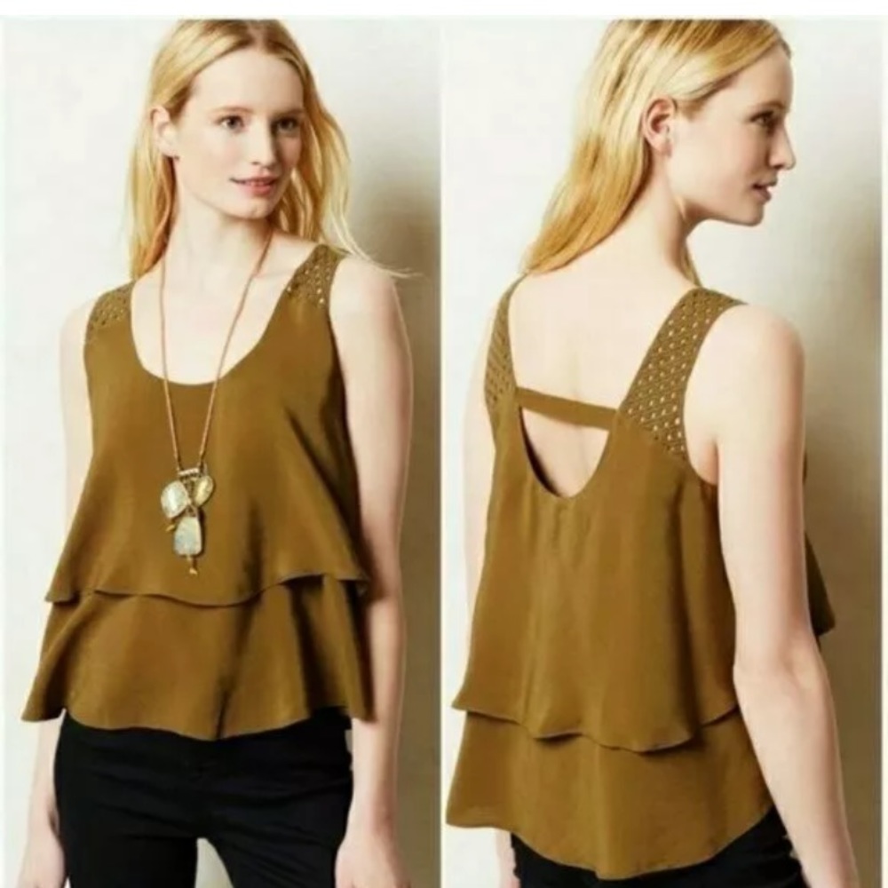 HD in Paris Olive Lattice Tiered Top